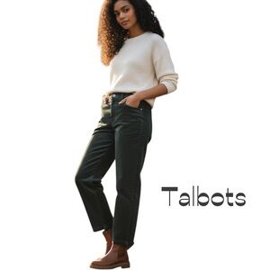 Talbots Green Velour Straight Leg Pants Size 12